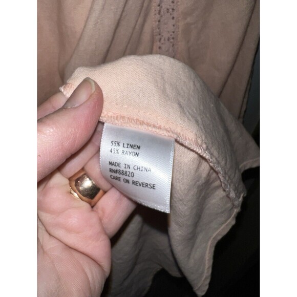 Rose & Thyme Blouse Womens Plus 1X Linen Blend Tunic Crochet Inlay Romantic Boho - Picture 5 of 7